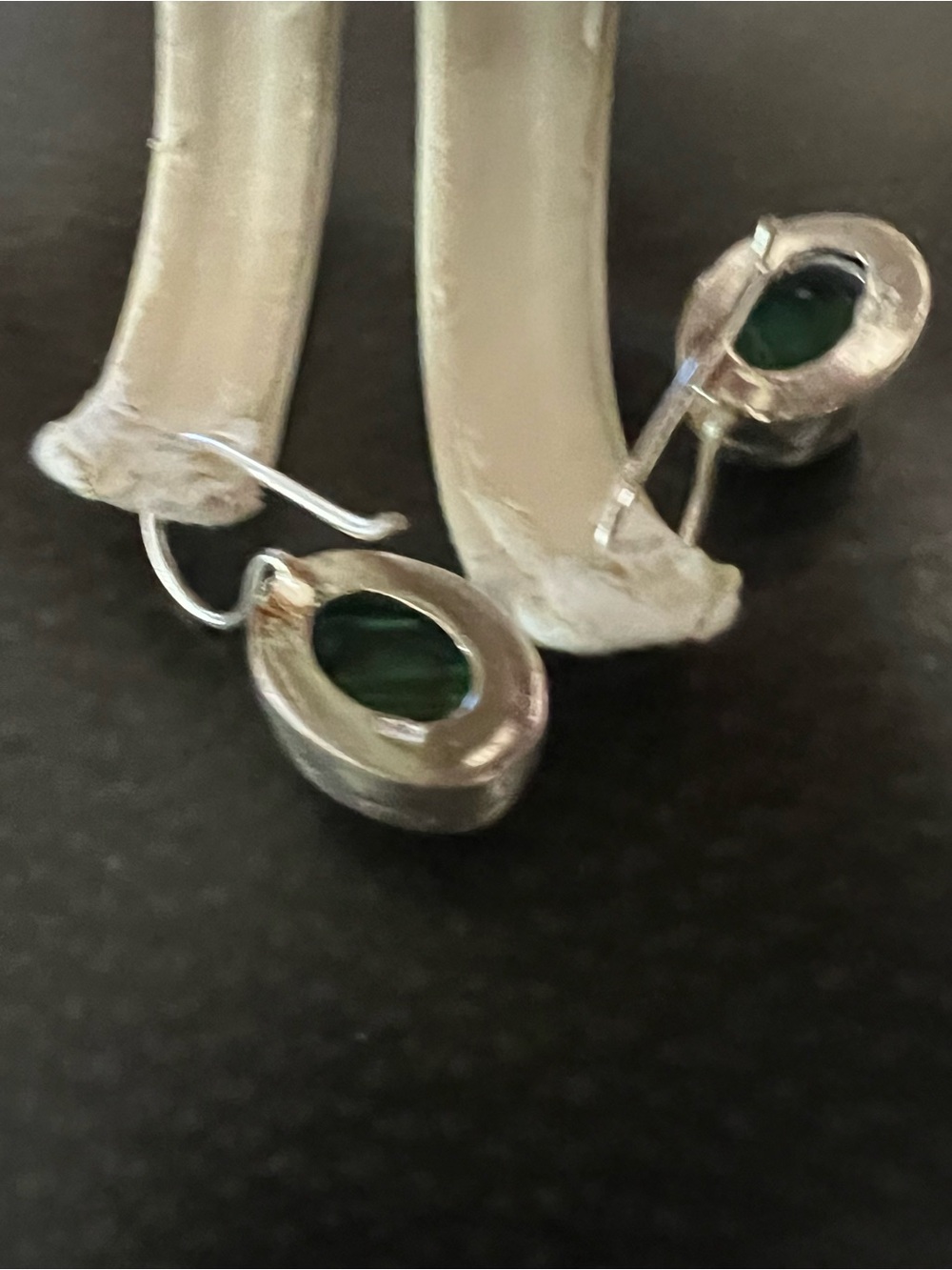 Sterling Silver Green Malachite Drop Earrings - Picture 6 of 8